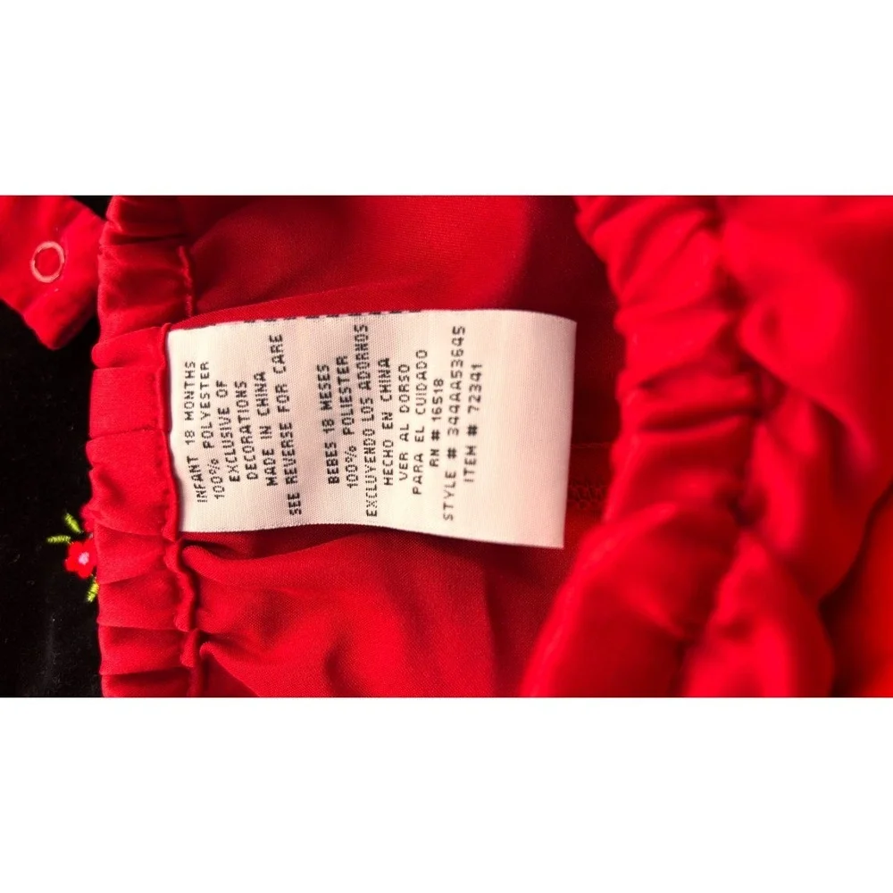 Youngland Baby Girl Red Black Velvet Rose Dress Bloomers Bow 18M Valentine dress